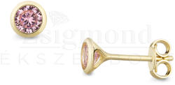  14K sárga arany fülbevaló rózsaszín cirkóniával - átm. 5, 5 mm (AU12242) AU12242