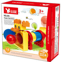 WANGE DUBIE 220 | készségfejlesztő építőjáték készlet | 15 db építőkocka | Kutyusos alagút labdajáték