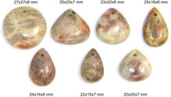  Cabochon Piatra Lunii Rainbow cu Piatra Soarelui cu Gaura - Rotund - Picatura - 20-27x15-27x6-8 mm - 1 Buc