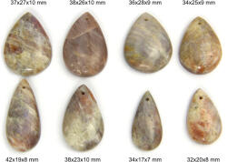  Pandantiv/Cabochon Piatra Lunii Rainbow cu Piatra Soarelui cu Gaura - Picatura - 32-42x17-28x7-10 mm - 1 Buc