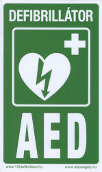 Defibrillatorok. hu - Magyarország Defibrillátor jelző matrica "Defibrillátor - AED" felirattal