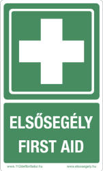 Defibrillatorok. hu - Magyarország Elsősegélyhely jelző matrica "Elsősegély - First Aid" felirattal