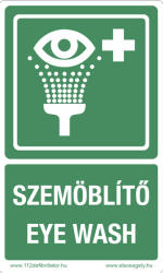 Defibrillatorok. hu - Magyarország Szemöblítő műanyag tábla "Szemöblítő - Eyewash" felirattal