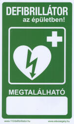 Defibrillatorok. hu - Magyarország Defibrillátor jelző műanyag tábla "Defibrillátor az épületben" felirattal
