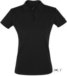SOL'S Női PERFECT három gombos rövid ujjú galléros piké pamut póló, SOL'S SO11347, Black-2XL (so11347bl-2xl)