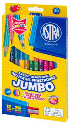 Színes ceruza ASTRA Jumbo hengeres duó kétvégű hegyezővel 12 darabos 24 színű - kreativjatek