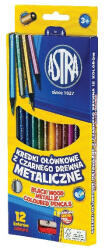  Színes ceruza ASTRA hengeres metál 12 színű ajándék hegyezővel