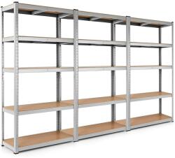 Plus Mobilier Raft triplu Premium 2500x3600x400 mm (HxLxl) cu 6 polite MDF, otel galvanizat, 3600 kg, montaj fara surub, PLUS (5 ani garantie) gri 6 Raft metalic Otel Uz industrial 200 kg 2500x3600x400 (61004211) Dulap arhivare
