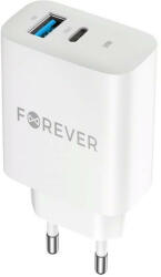 Forever Tc-07-30Ac hálózati töltő USB-A és Type-C bemenettel Pd 30W fehér