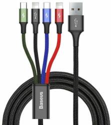 Baseus Кабел за зареждане Baseus Fast, 4 в 1, Micro USB, 2 x Lightning, Type-C, 1.2m, Черен - 40493
