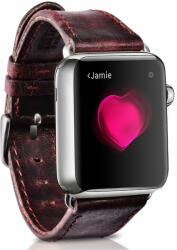 iCarer Apple Watch Watch 8/7/6/5/4/3/2/SE (41/40/38mm) iCarer valódi bőr óraszíj piros (RIW103-WI)
