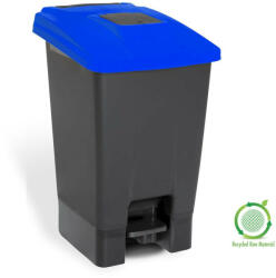  Szelektív hulladékgyűjtő konténer, műanyag, pedálos, antracit/kék, 100L