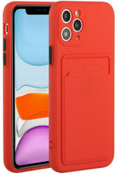 Xiaomi Redmi 9A / 9AT / 9i, Szilikon tok, kártyatartóval, Wooze Card Slot, piros - mobilkozpont