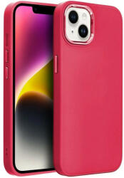 Apple iPhone 14 Plus, Szilikon tok, közepesen ütésálló, fémhatású kamera keret, Frame Case, magenta - mobilkozpont