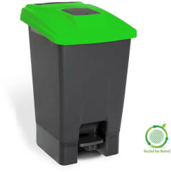  Szelektív hulladékgyűjtő konténer, műanyag, pedálos, antracit/zöld, 100L