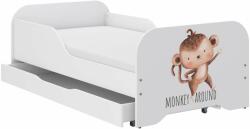 Wooden Toys MIKI gyerekágy 140x70cm matraccal és ágyneműtartóval - Majmóca (Miki140szufMalpka)
