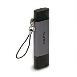 Lindy 43335 kártyaolvasó USB 3.2 Gen 1 (3.1 Gen 1) Type-A/Type-C Fekete, Szürke (43335) (43335)