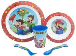 Stor - Gyermek műanyag edények Super Mario (tányér, tál, csésze, evőeszköz), 75250
