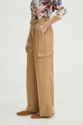 Medicine pantaloni femei, culoarea bej, lat, high waist ZPYH-SPD302_80X