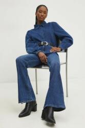 ANSWEAR camasa jeans femei, culoarea albastru marin, cu guler stand-up, regular BBYH-KDD02D_59X