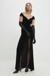 ANSWEAR rochie de catifea culoarea negru, maxi, mulata BBYH-SUD033_99X