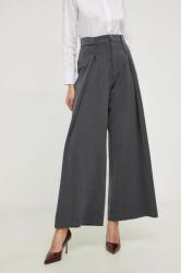 Answear Lab pantaloni de bumbac culoarea gri, drept, high waist BBYH-SPD00C_90X