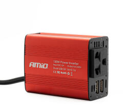 AMiO Convertor de tensiune 12V -> 230V, 150W/300W, 2 x USB 5V (AVX-AM02468) - roveli