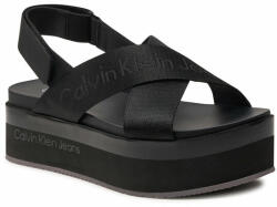Calvin Klein Jeans Sandale Calvin Klein Jeans Flatform Sandal Sling In Mr YW0YW01362 Triple Black 0GT