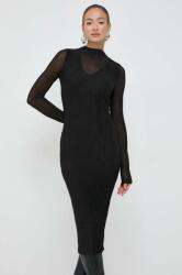 HUGO BOSS ruha fekete, midi, testhezálló - fekete S - answear - 89 990 Ft