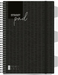 STREET Spirálfüzet STREET Pad keményfedeles regiszteres A/4 vonalas 100 lapos fekete (67128) - papir-bolt
