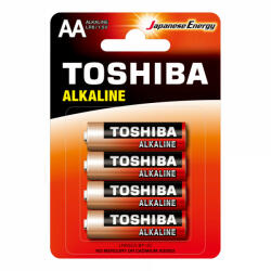 9518 TOSHIBA RED ALKALINE LR6 AA 1, 5 V alkáli elemek buborékcsomagolás 4 darab (TOSBAT0220)