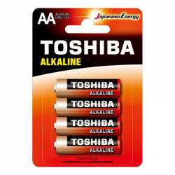 Toshiba RED ALKALINE LR6 AA 1, 5 V alkáli elemek buborékcsomagolás 4 darab (TOSBAT0220)