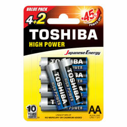 Toshiba HIGH POWER LR6 AA 1, 5V alkáli elemek CSOMAG 6db (TOSBAT0150)