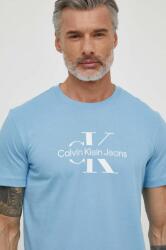 Calvin Klein Jeans pamut póló férfi, nyomott mintás - kék XL - answear - 12 790 Ft