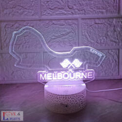 Love & Lights Melbourne Forma 1 pályakörívet ábrázoló 3D led lámpa