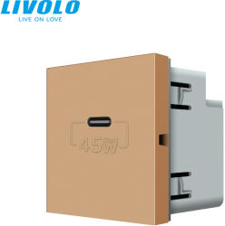 LIVOLO C7USBCG LIVOLO QC-PD 45W USB C töltőaljzat-csatlakozó aljzat, arany (C7USBCG)
