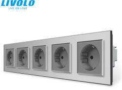LIVOLO C75723S LIVOLO ötös földelt dugalj, rugós bekötés, 2P+F 16A 250V ezüst kristályüveg (C75723S)