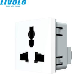 LIVOLO C721UW LIVOLO univerzális angol-amerikai-magyar földelt dugalj 2P+F 16A 250V fehér konnektor (C721UW)
