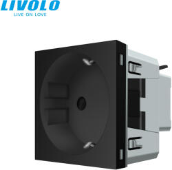 LIVOLO C723B LIVOLO csavarmentes dugalj, rugós bekötés 2P+F 16A 250V fekete konnektor (C723B)