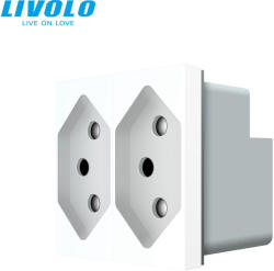 LIVOLO C72720W LIVOLO dupla dugalj kettős szigetelésű készülékekhez 2x2P 10A 250V fehér konnektor (C72720W)