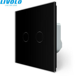 LIVOLO C708DB LIVOLO 106+6 fényerőszabályzós - dupla alternatív érintőkapcsoló, 240V 2A, fekete üvegkeret (C708DB)