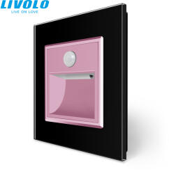 LIVOLO C7726RB LIVOLO mozgásérzékelős led rózsaszín lépcsővilágító, irányfény, lábazat világítás, fekete kristályüveg (C7726RB)