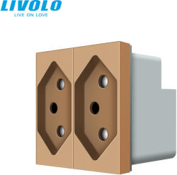 LIVOLO C72720G LIVOLO dupla dugalj kettős szigetelésű készülékekhez 2x2P+F 10A 250V arany konnektor (C72720G)