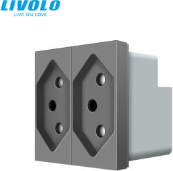 LIVOLO C72720S LIVOLO dupla dugalj kettős szigetelésű készülékekhez 2x2P+F 10A 250V ezüst konnektor (C72720S)