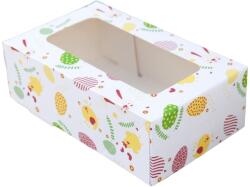  Süteményes doboz ablakos, Húsvét mintás, ételcsomagolás 12, 5x21x7cm (SZID-01772)