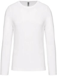 Kariban kereknyakú hosszú ujjú férfi pamut póló KA359, White-L
