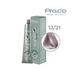 Pro.co Vopsea de par profesionala - fara amoniac - SUPERB - PROCO - 100 ml - 12 21 BLOND PLATINAT IRISE CENUSIU (U12/21)