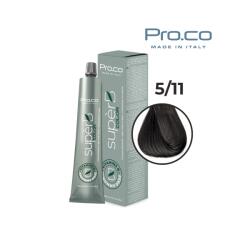 Pro.co Vopsea de par profesionala fara amoniac SUPERB. COLOR 100 ml - Pro. Co - 5 11 CASTANIU DESCHIS CENUSIU INTENS (U5/11)