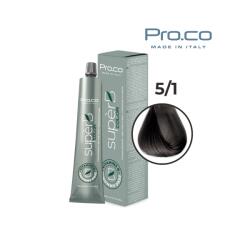 Pro.co Vopsea de par profesionala - fara amoniac - SUPERB - PROCO - 100 ml - 5 1 CASTANIU DESCHIS CENUSIU (U5/1)