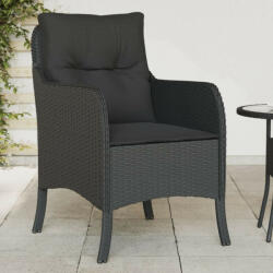 vidaXL 2 db fekete polyrattan kerti szék párnával (365145)